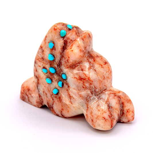 Alabaster Coyote with Inlaid Turquoise