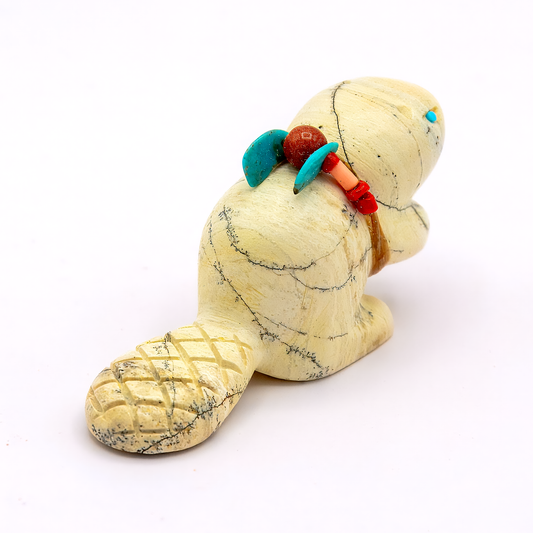 White Marble Beaver with Offering Bundle