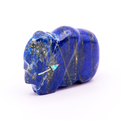 Lapis Lazuli Bison with Opal Heartline