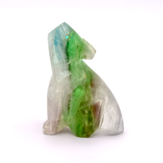Fluorite Coyote with Turquoise Heartlines